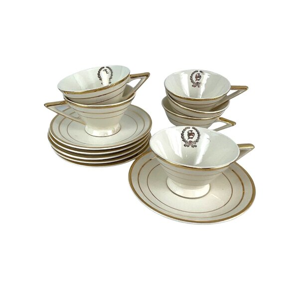 Salem China Company Ohio Made in America Art Deco 8 tea cups and saucers 23K - Picture 4 of 9